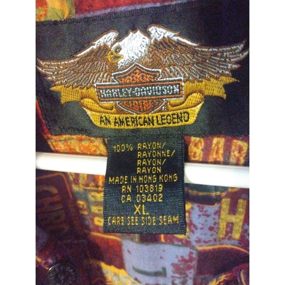 Unique Harley Davidson License Plates Button Down Shirt Casual Biker XL - Picture 4 of 10